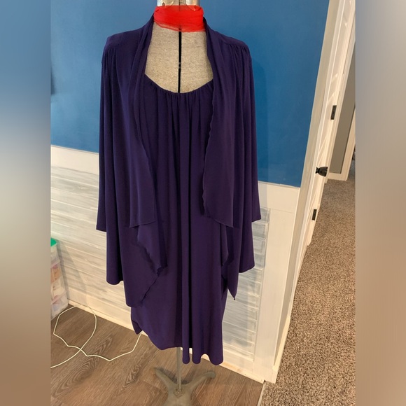 Evan-Picone 2-Piece dress Jacket set comfortable free flowing purple size 16 - Picture 1 of 9